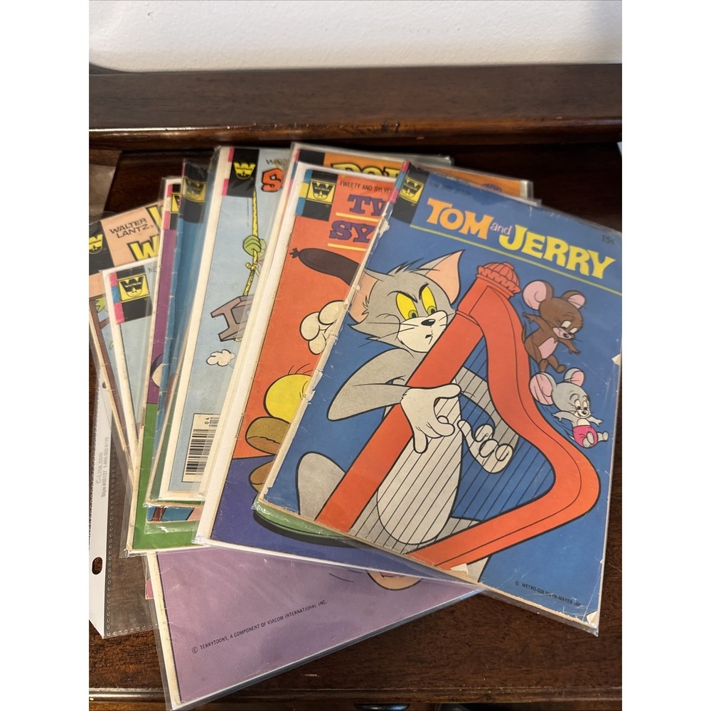 11  Vintage Whitman Comics Lot: Tom & Jerry, Sylvester, Popeye, Heckle, Woodpeck